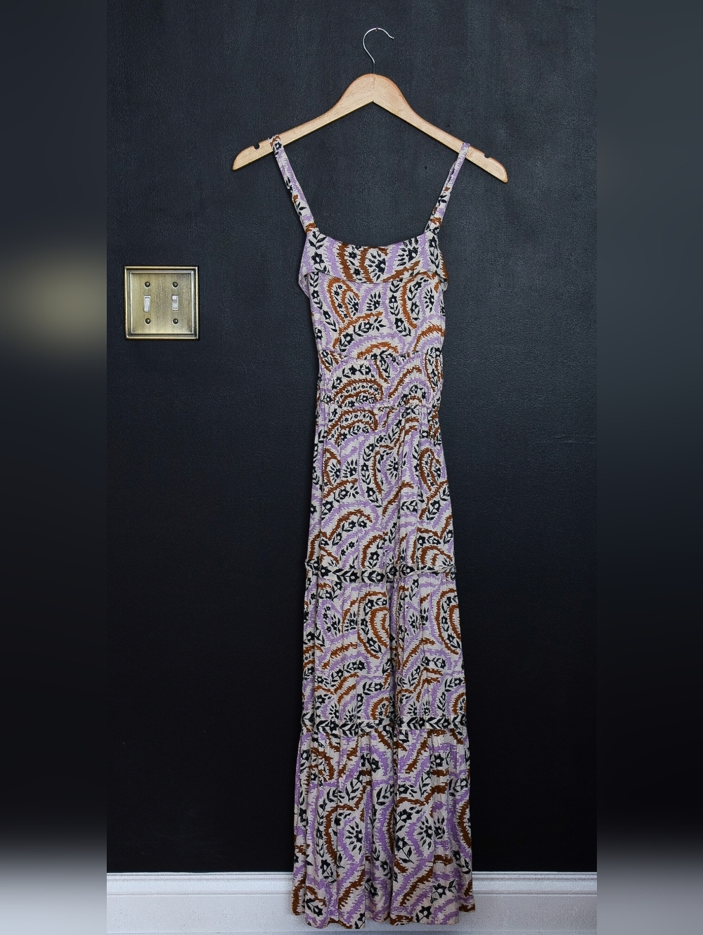 NWT Omika Monroe Midi Dress Lucia Lavender Floral Tie Back Pockets Size M Boho - Picture 4 of 15
